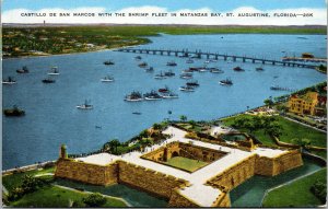 Vtg Castillo De San Marcos Shrimp Fleet Matanzas Bay St Augustine FL Postcard