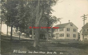 ME, Union, Maine, RPPC, Post Office Square, Town House Building, Photo No 16X