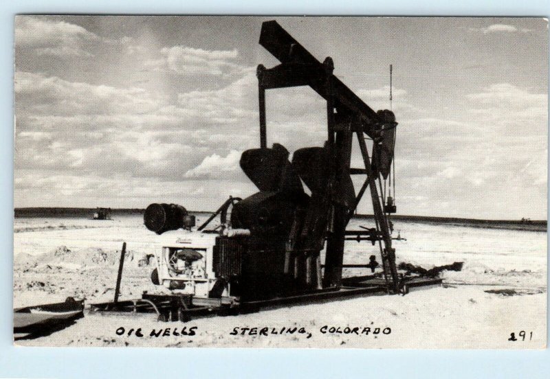 RPPC  STERLING, Colorado CO ~ OIL WELLS Logan County 1953  Postcard