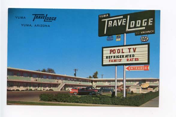 Yuma AZ Motel Old Cars Postcard