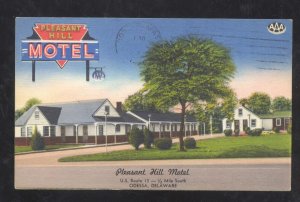 ODESSA DELAWARE PLEASANT HILL MOTEL VINTAGE LINEN ADVERTISING POSTCARD