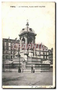 Old Postcard Paris Fountain Place Saint Sulpice