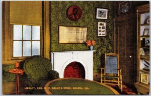 Library General U.S. Grant's Home Galena Illinois Memorial Furniture Postcard