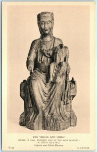 1925 London UK Virgin & Child Victoria and Albert Museum Postcard Oak Figure A40