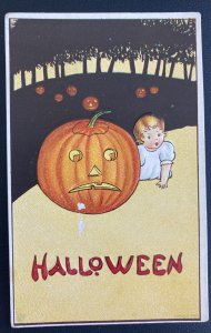 Mint USA Picture Postcard Halloween Baby & Pumpkin