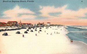 Vintage Postcard Enjoying A Ride Hard Smooth Sand Daytona Beach Florida Southern