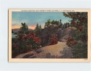 Postcard Bald Mountain And Warden's Tower, Old Forge, New York