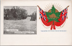 Fitzroy Harbour Ontario The Slide Patriotic Empire Upon Flag Scarce Postcard H36