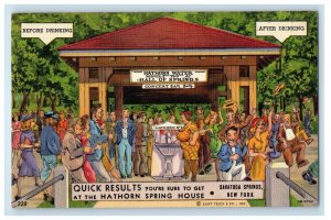 1950 Hathorn Water Hall Springs Beer Drinking Party Saratoga Springs NY Postcard