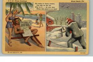 Miami Beach FL Weather Comic Postcard