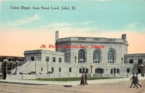 IL, Joliet, Illinois, Union Railroad Depot, Exterior View, 1914 PM