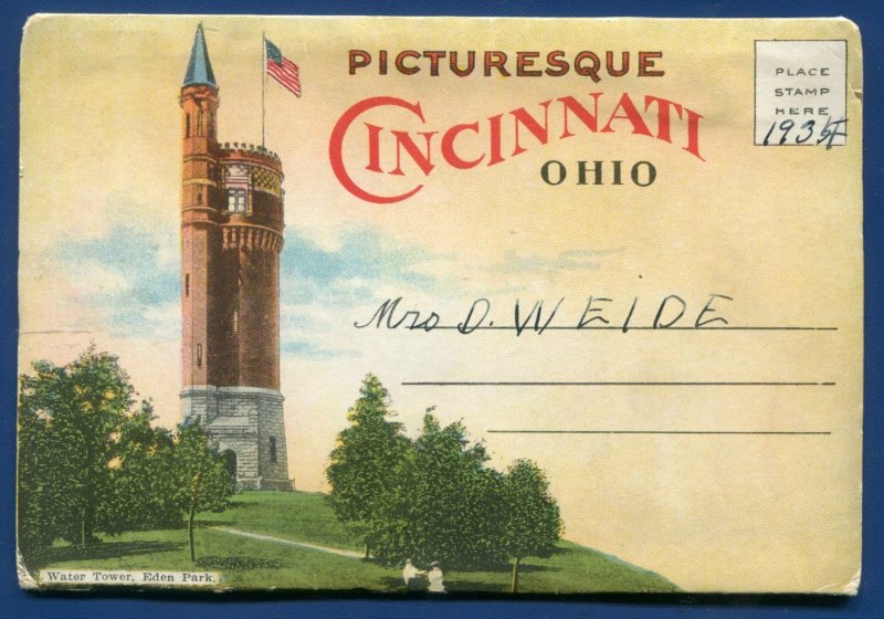 Cincinnati Ohio oh 1920s postcard folder foldout  