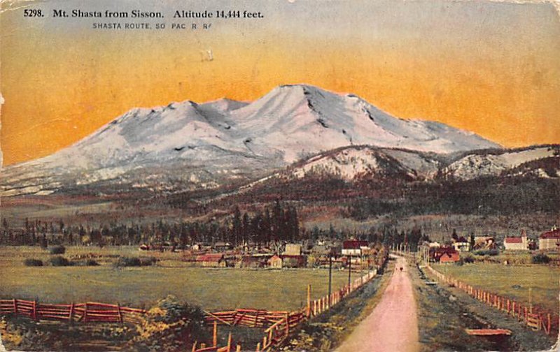 Mt. Shasta from Sisson Shasta Route, So. Pac. R R CA Train 1914 