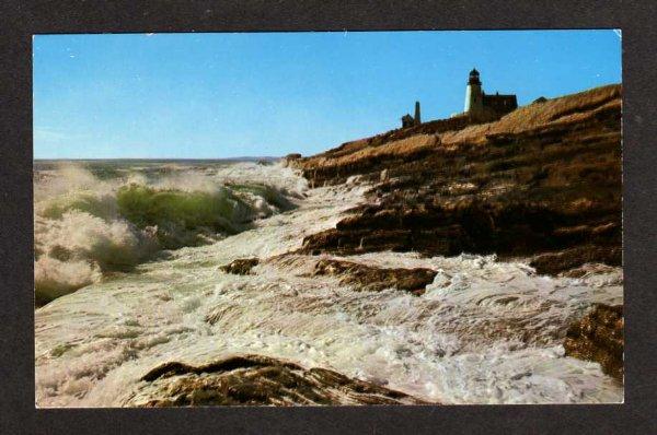 ME View Pemaquid Point Light Lighthouse Maine Postcard PC Carte Postale