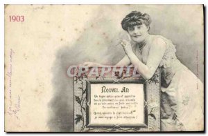 Postcard Old New Year Woman