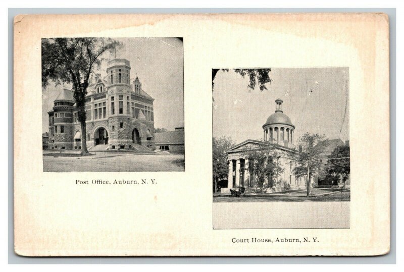 Vintage 1900's Photo Private Mailing Card Post Office & Courthouse Auburn NY