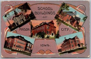 Mason City Iowa 1915 Postcard School Building Multiview RPO Cancel