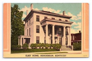 Postcard Elks Home Henderson Kentucky