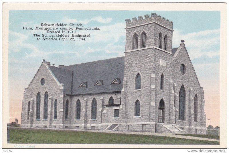 Schwenkfelder Church, Palm, MONTGOMERY COUNTY, Pennsylvania, 1910-1920s