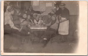 Men Pointing Guns at Each Other at Branding Bee T. Bar Ranch RPPC Postcard