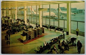 Vtg Illinois IL Chicago O'Hare International Airport Terminal 2 Lobby Postcard