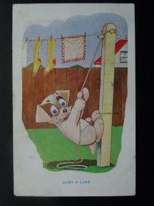 Jinky Dog Series JUST A LINE.......WASHING LINE c1933 Postcard No.20