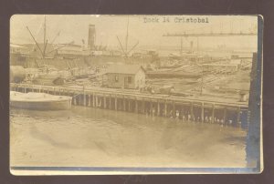 RPPC CRISTOBAL CANAL ZONE PANAMA DOCK 14 VINTAGE REAL PHOTO POSTCARD