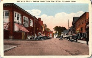 Main Street Looking North, Plymouth MA Vintage Postcard L50