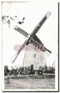 Arras - A Moulin des surroundings - Old windmill Postcard (advertising on the...