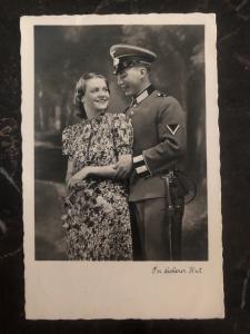 1939 WW2 RPPC Postcard Cover Germany Army Wehrmacht Soldier Photo in a safe hat