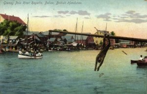 british honduras, BELIZE, Greasy Pole River Regatta (1910s) Postcard (1)