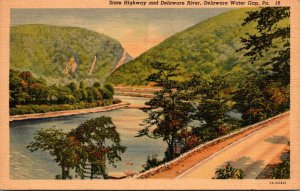 Pennsylvania Delaware Water Gap Showing State Highway and Delaware River Curt...