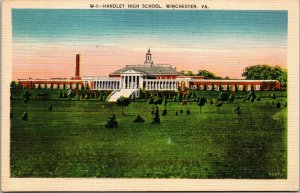 Vtg Winchester Virginia VA Handley High School 1930s Linen Postcard