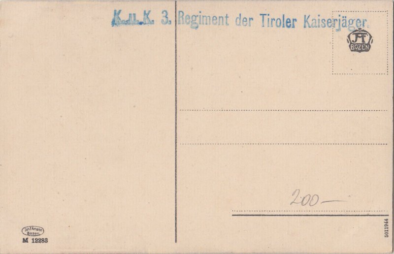 Italy Trento k.u.k. 3 Regiment of Tyrolean Imperial Hunters ww1 postcard