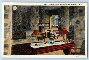 Montreat North Carolina NC Postcard View Of Lobby Assembly Inn Interior Scenery