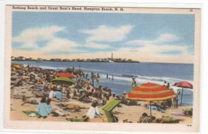 Beach Crowd Umbrella Great Boar's Head Hampton Beach New Hampshire 1953 postcard