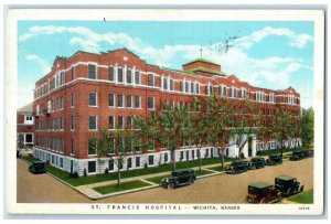 1941 St. Francis Hospital Building Classic Cars Road Wichita Kansas KS Postcard