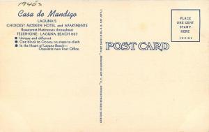 Casa de Mandigo Hotel Apartments 1940s Postcard roadside Teich postcard 11691