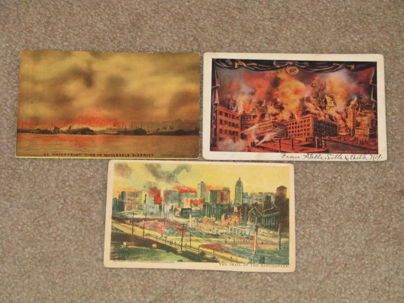 The Trail of the Earthquake, San Francisco, 1906, 3 different cards 