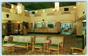 MEMPHIS, Tennessee TN ~ Lobby Interior HOTEL KING COTTON 1950s-60s Postcard