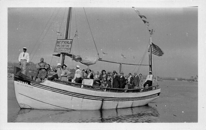 Tarpon Springs FL Typical Sponge Fishing Boat Real Photo Postcard