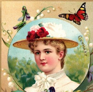 1880s-90s Liebig Co. Extract Of Beef Mushroom Gravy Recipe Lady  Butterfly F146