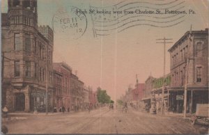 Postcard High Street Looking West from Charlotte St Pottstown PA