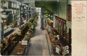 Providence Rhode Island Hall & Lyon Drug Store Interior View 1907 Postcard V20