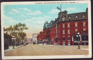 P1419 old unused postcard old cars signs bardwell & merchant ave rutland vermont