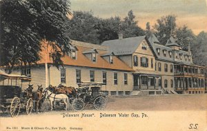 Delaware Water Gap PA Delaware House Horses & Wagons Postcard