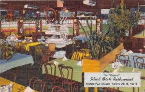 SANTA CRUZ CALIFORNIA IDEAL FISH RESTAURANT~MUNICIPAL WHART~POSTCARD 1940s