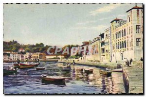 Old Postcard Cote Basque Saint Jean de Luz Pyrenees Lower Wharf Infante