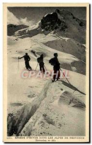 Old Postcard of Sports & # 39hiver Ski Alps of Provence excursion skis