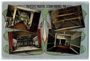 1913 Majestic Theater Multiple View Stage Interior Cedar Rapids Iowa IA Postcard